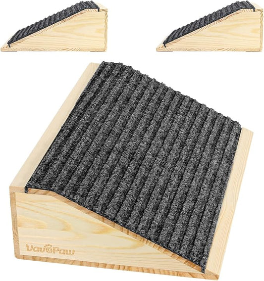 Dog Ramp for Stairs, Non-Slip Dog Stairs, Low-Angled Pet Ramps for Small Dogs and Cats, Medium Dogs, Step and Stair Assist for Injured and Older Pet, 2 Pack, Wood