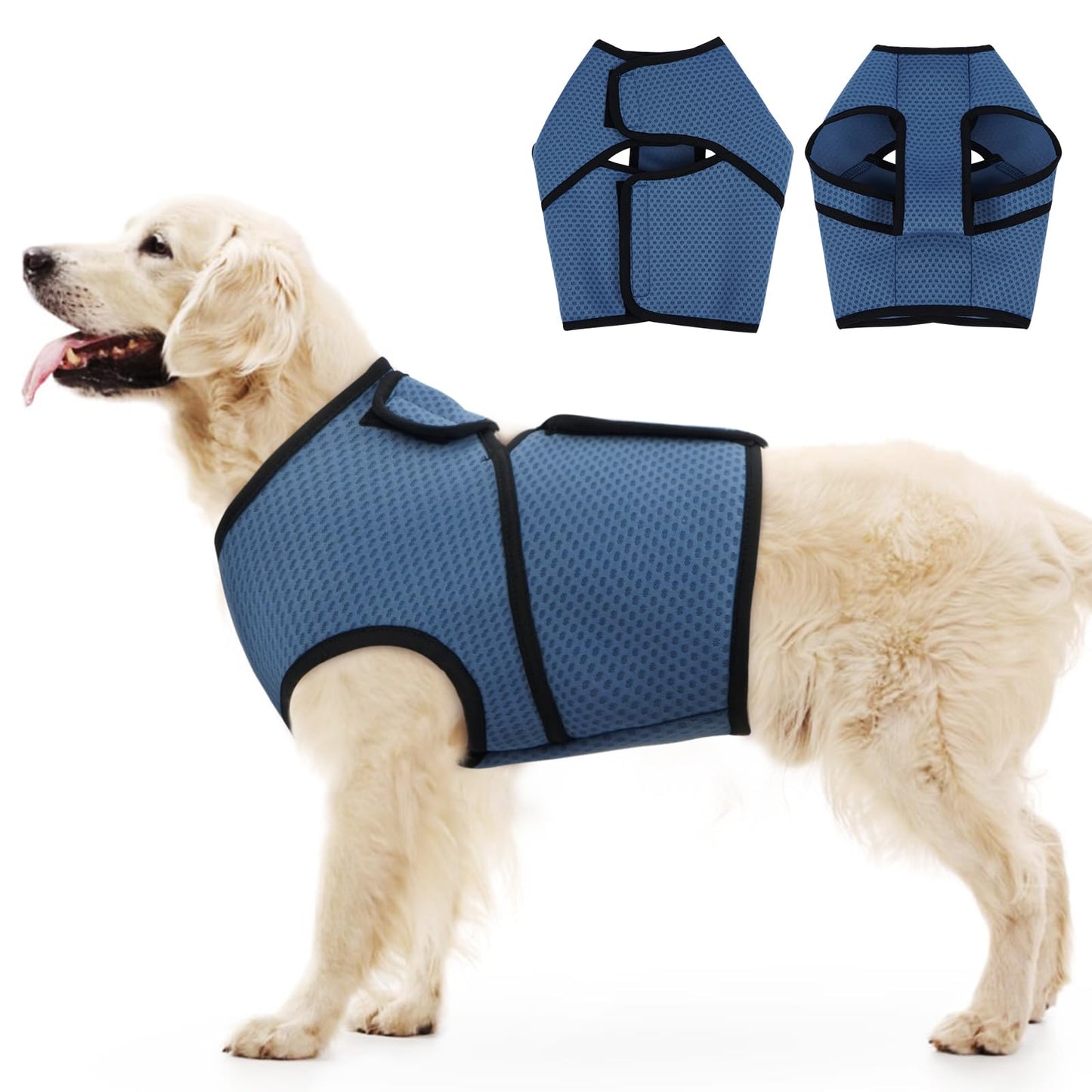 BRKURLEG Dog Anxiety Shirt, Adjustable Anxiety Vest Jacket for Small Medium Large Dogs,Dog Calming Shirt for Thunderstorms, Fireworks, Training & Separation Relief, Lakeblue, XXXL