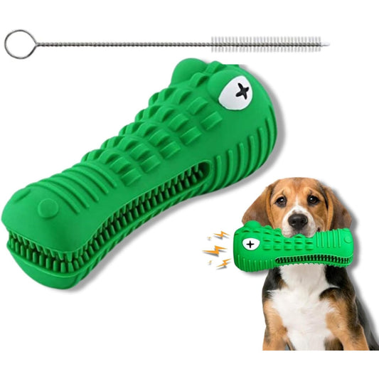 ZP-PY Dog Chew Toys for Aggressive Chewers – Alligator Dog Chew Toy for Large, Medium & Small Dogs – Tough Natural Rubber for Teeth Cleaning – Squeaky Interactive Dog Toys to Keep Them Busy