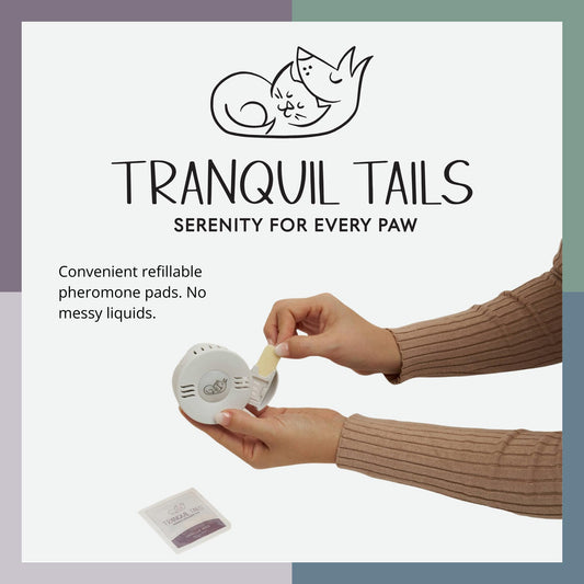 Tranquil Tails Calming Pheromone Diffuser for Dogs with 3 Scented Pads, Anxiety Relief with a Gentle Fragrance to Keep Your Dog Calm Through Summer Days, Separation Anxiety and More