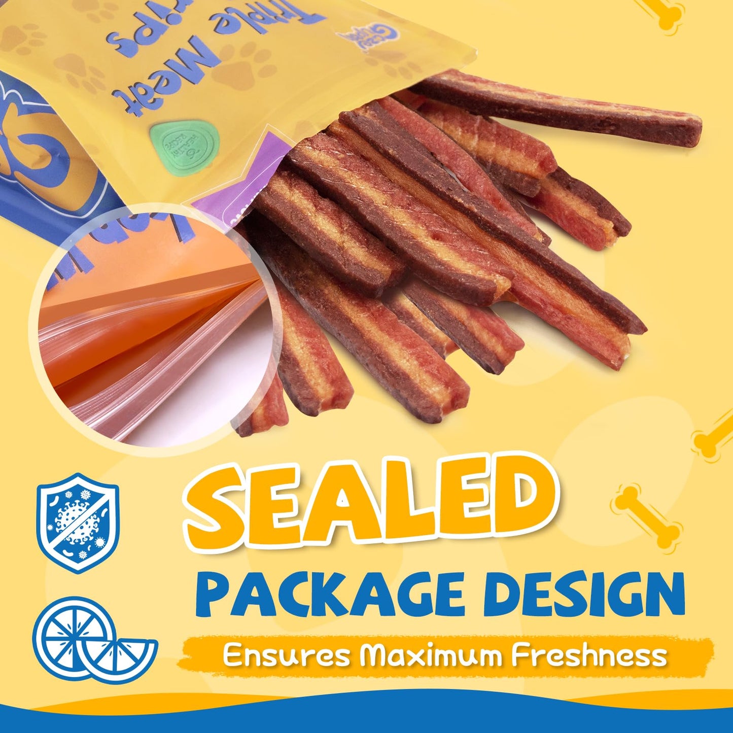 gazeupon Dog Jerky Treats,Triple Flavored Meat Strips for Dogs,Healthy Training Treats for Dogs,Made with Real Chicken,Duck,Beef,14.1 oz