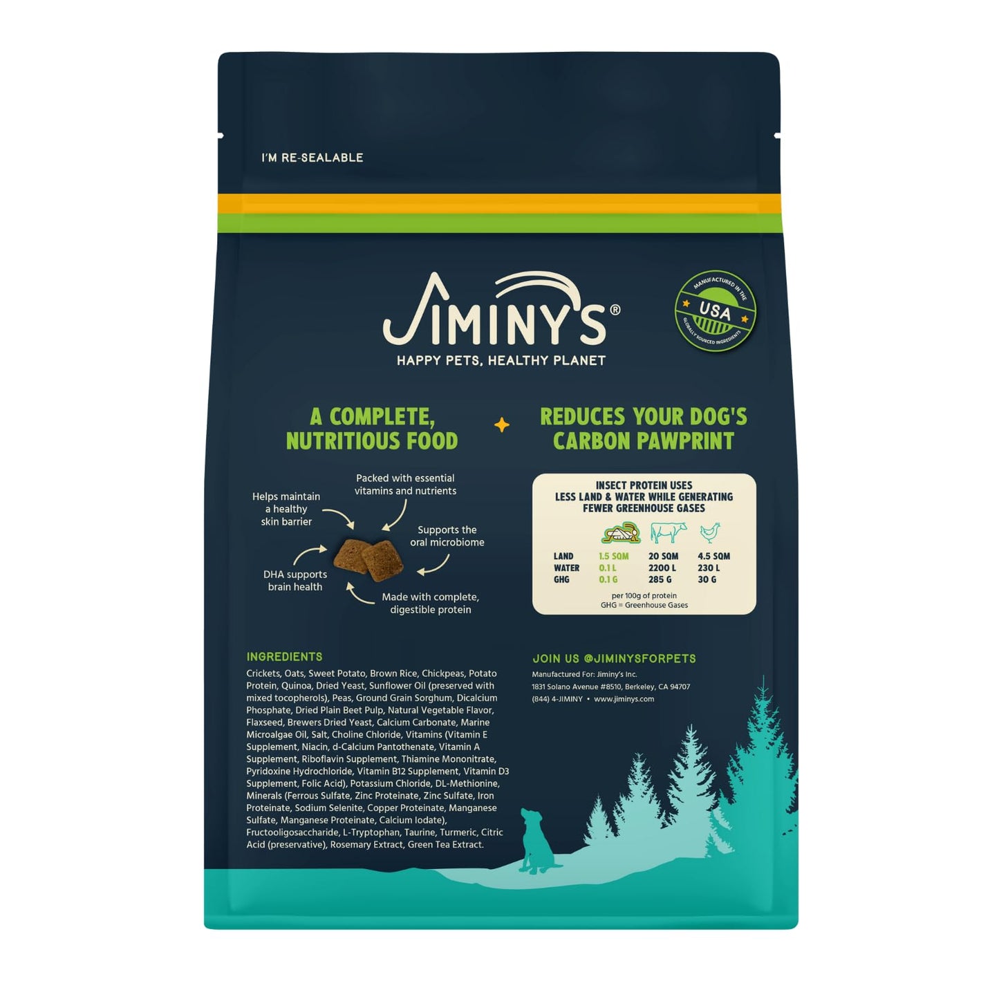 Jiminy's Cravin' Cricket Dry Dog Food, Sensitive Stomach, Improved Gut Health, Probiotic & Prebiotic, Hypoallergenic, Lower Carbon Footprint, Made in USA, 10lb Bag (Pack of 1)