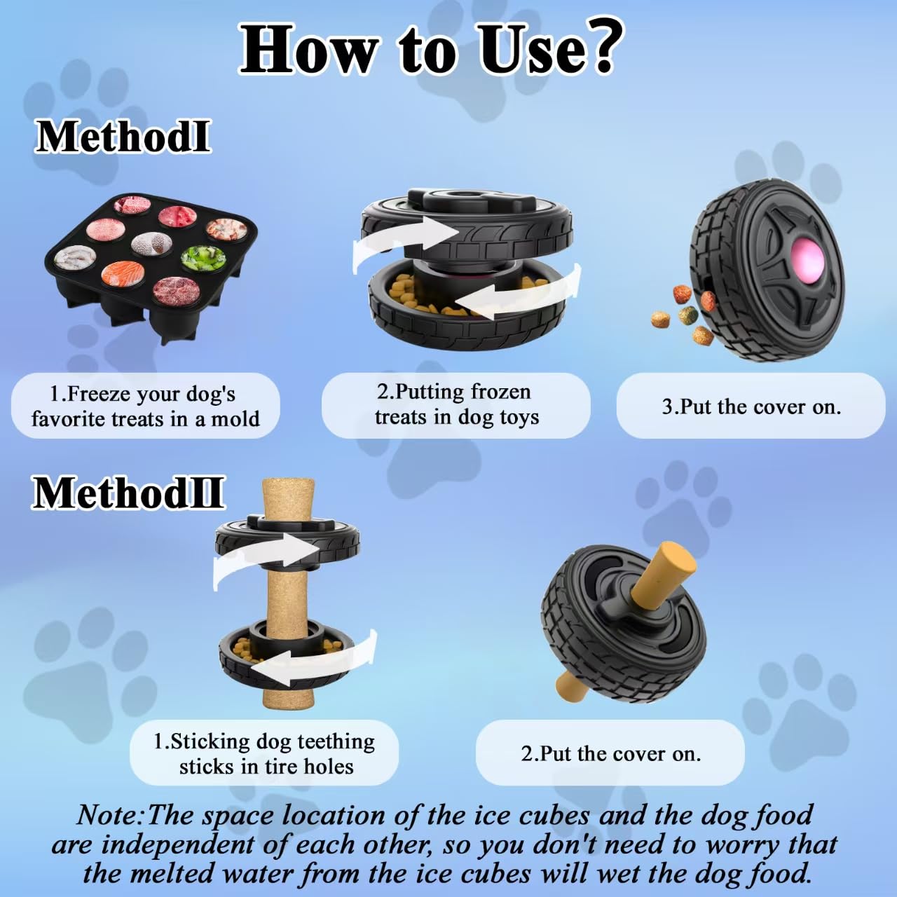 LUPAPA 4-in-1 Dog Entertainment Toy, Frozen Treat Toy for Dog, Bully Stick Holder, Treats Distribution Puzzle Tire Toys to Keep Busy, Chew Toys for Aggressive Chewers (Black)