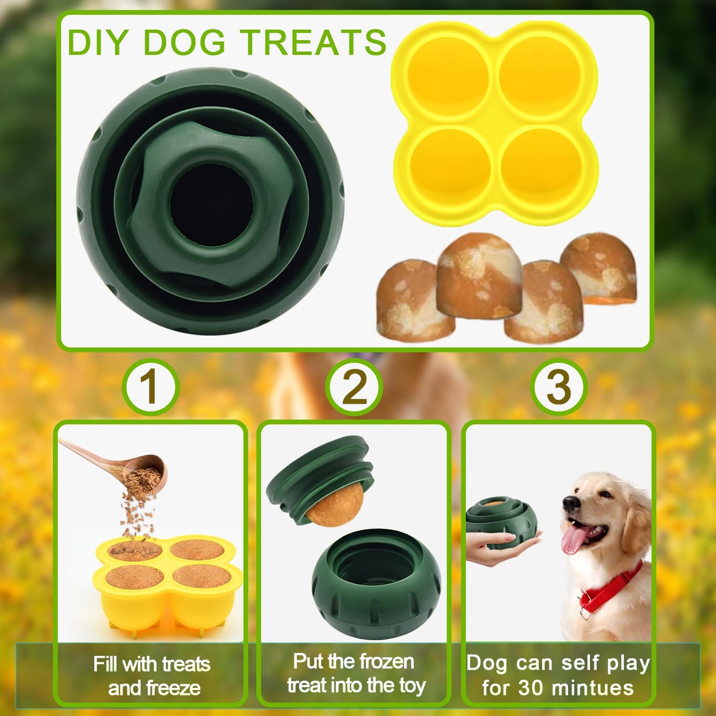 Dog Chew Toys Natural Rubber Fun to Chew, Chase and Fetch for Medium Dogs 25 lbs and Up, Keep Distracted, Slow Feeder, Teething Toy Ball, Anxiety Relief Boredom Reducer Corgi Labrador
