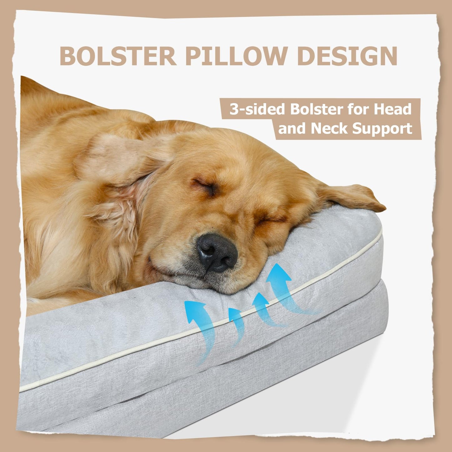 Dokdogs Orthopedic Dog Beds Large Sized Dogs - Waterproof Memory Foam Pet Bed for Couch with Removable Washable Cover & Nonskid Bottom, Big Dog Sofa Bed (L, Grey)