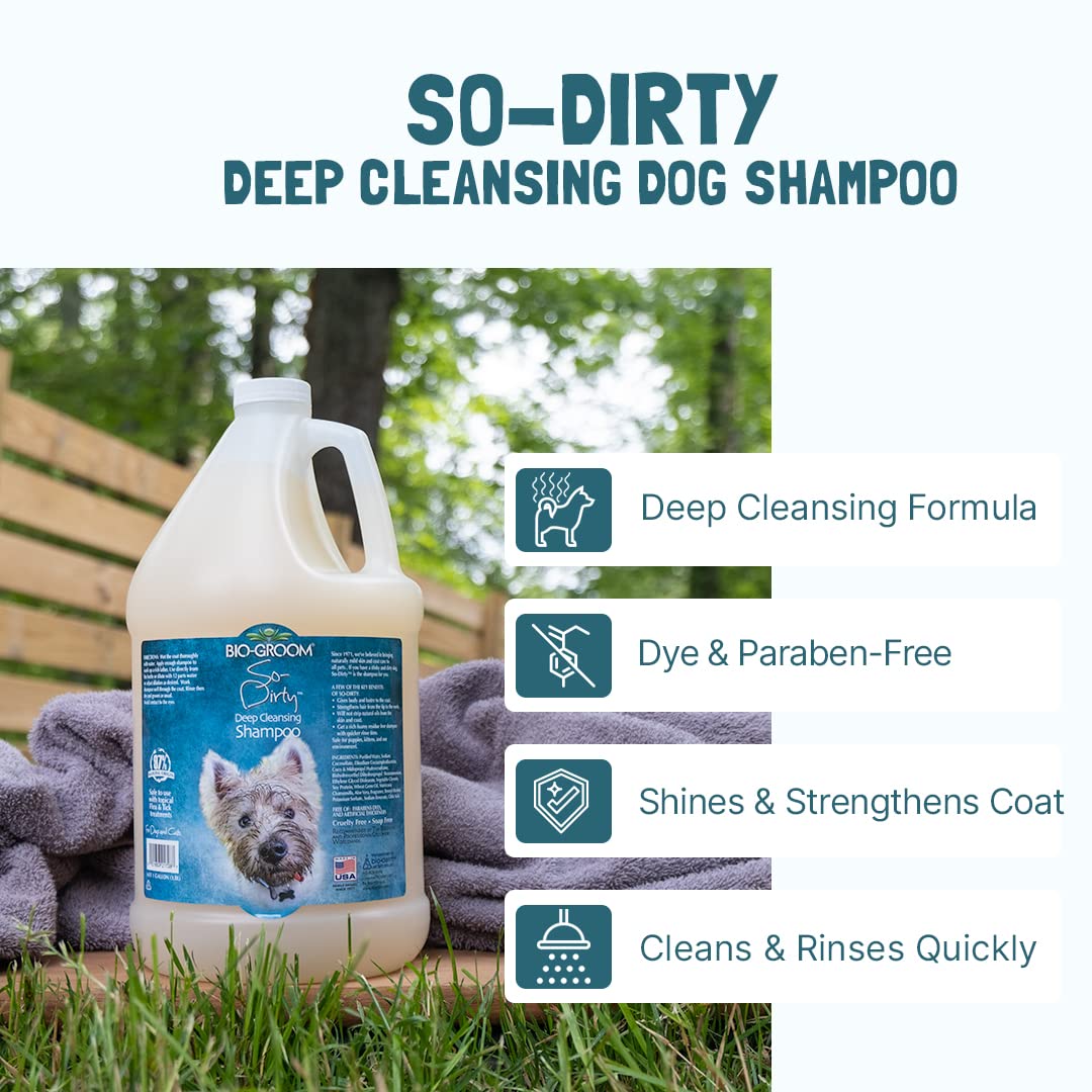Bio-Groom So-Dirty Dog Shampoo – Quick Rinse Pet Shampoo, Dog Bathing Supplies, Puppy Wash, Dog Grooming Supplies, Cruelty-Free, Made in USA, Shampoo for Smelly Dogs – 12 fl oz 1-Pack