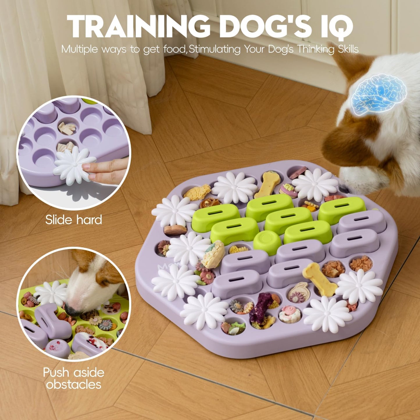 MEWOOFUN Dog Puzzle Toy for Smart Dogs, Level 3 Enrichment Toys for Pets IQ Training, Cat Slow Feeder Interactive Toys Cat Treat Puzzle for All Breeds (Two-Color Feeder)