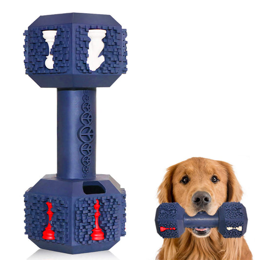 Jomilly Dog Chew Toys for Aggressive Chewers Indestructible Dog Toys Tough Natural Rubber Dumbbell Toy for Small Medium Large Dogs Large Blue