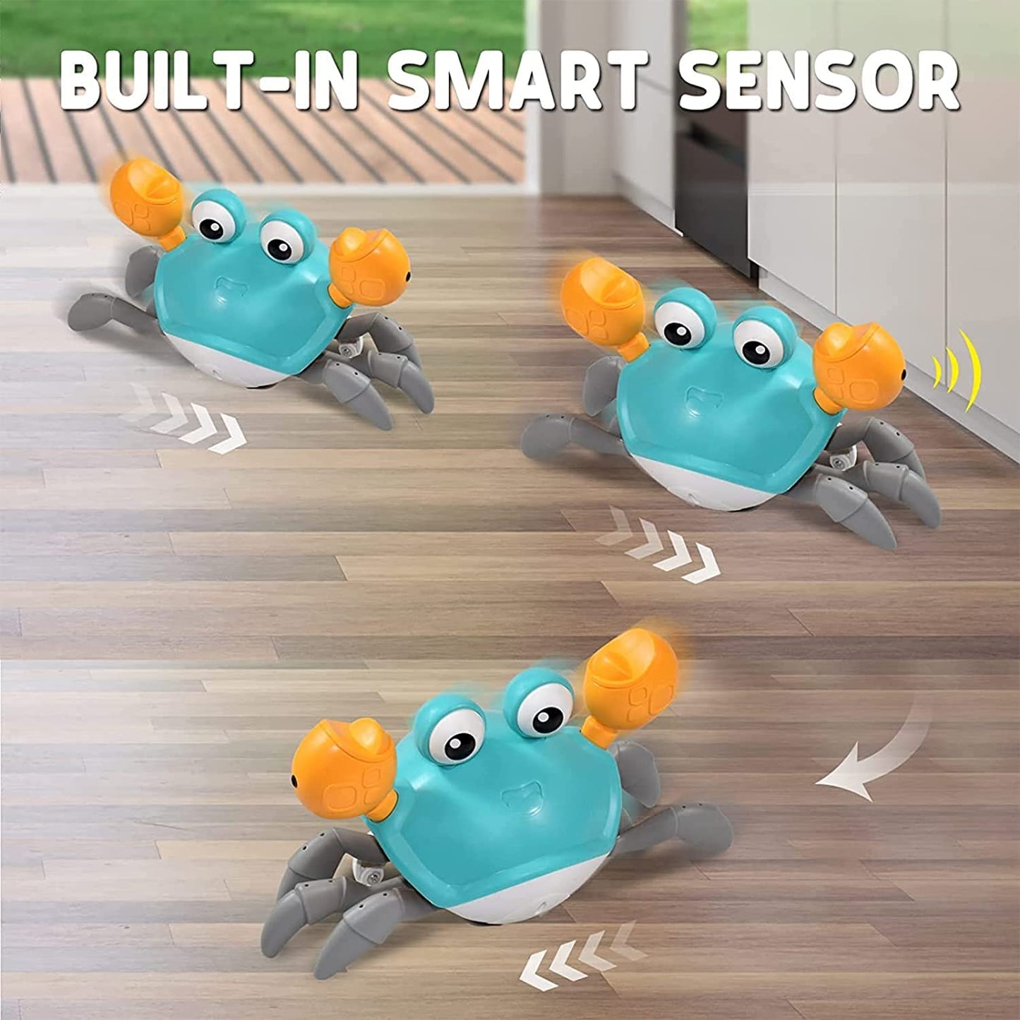 JMPTUFMT Crawling Crab Dog Toys with Obstacle Avoidance Sensor & Music Sounds, Lights for Dogs, Dancing Crab Toys Gifts for Puppy Small Medium