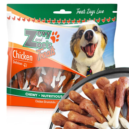 Dog Treats, Rawhide Free, Chewy Cooked Chicken Calcium Bone, Training Treats, Wrapped Drumsticks, Small Medium, Large Dogs.
