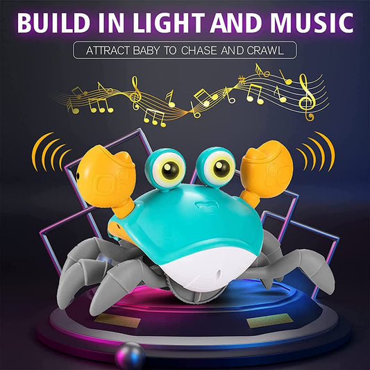 JMPTUFMT Crawling Crab Dog Toys with Obstacle Avoidance Sensor & Music Sounds, Lights for Dogs, Dancing Crab Toys Gifts for Puppy Small Medium