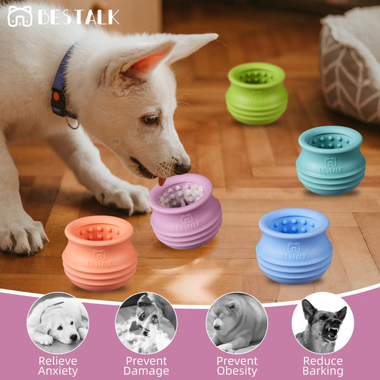 Dog Enrichment Treat Toy, Long-Lasting Wobbly Interactive Freeze Lick Toys for Dogs, Stuffable Puzzle Feeder Toy for Boredom, Silicone Treat Dispensing Chew Toy (Pastel Purple,S)