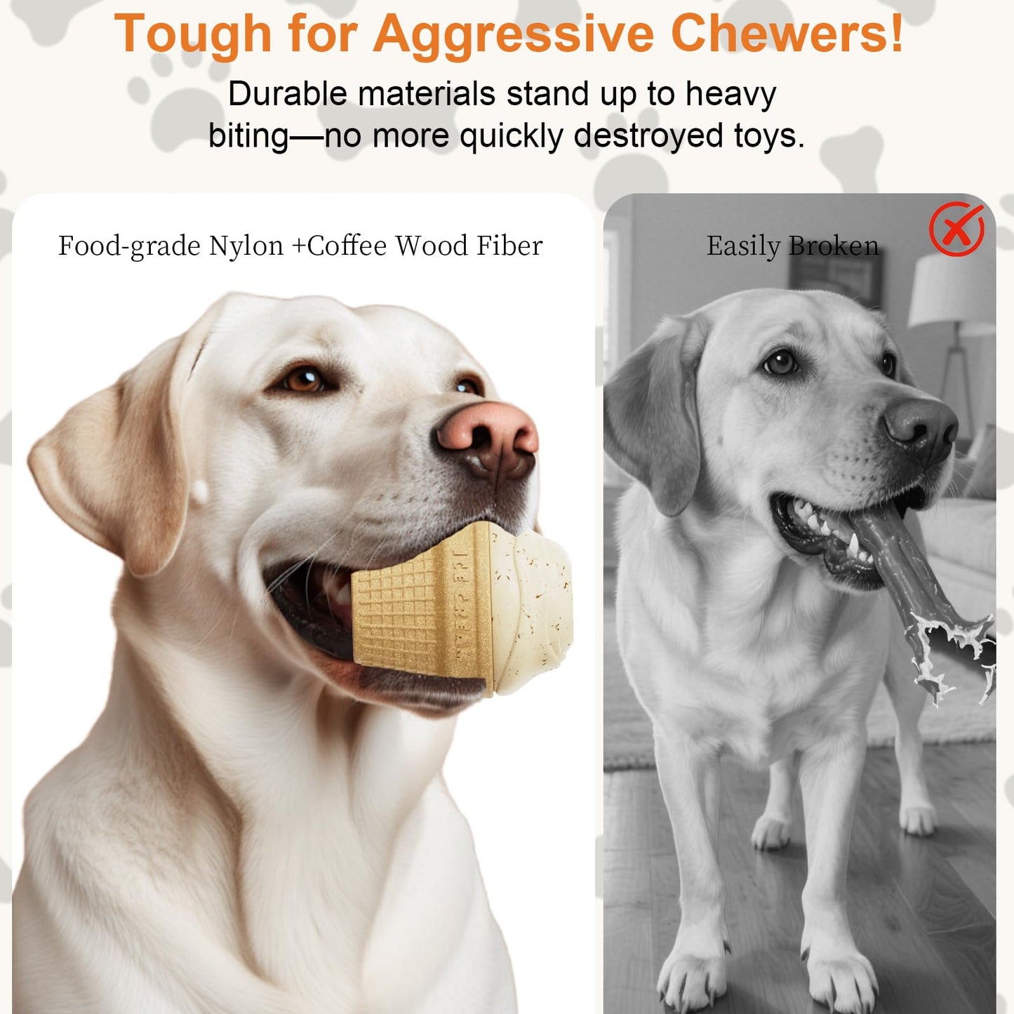 hwnguJ Durable Dog Toy for Aggressive Chewers - Freezable Ice Cream Puzzle Toy - Interactive Treat Dispenser for Anxiety Relief – Long-Lasting Dog Birthday Gift