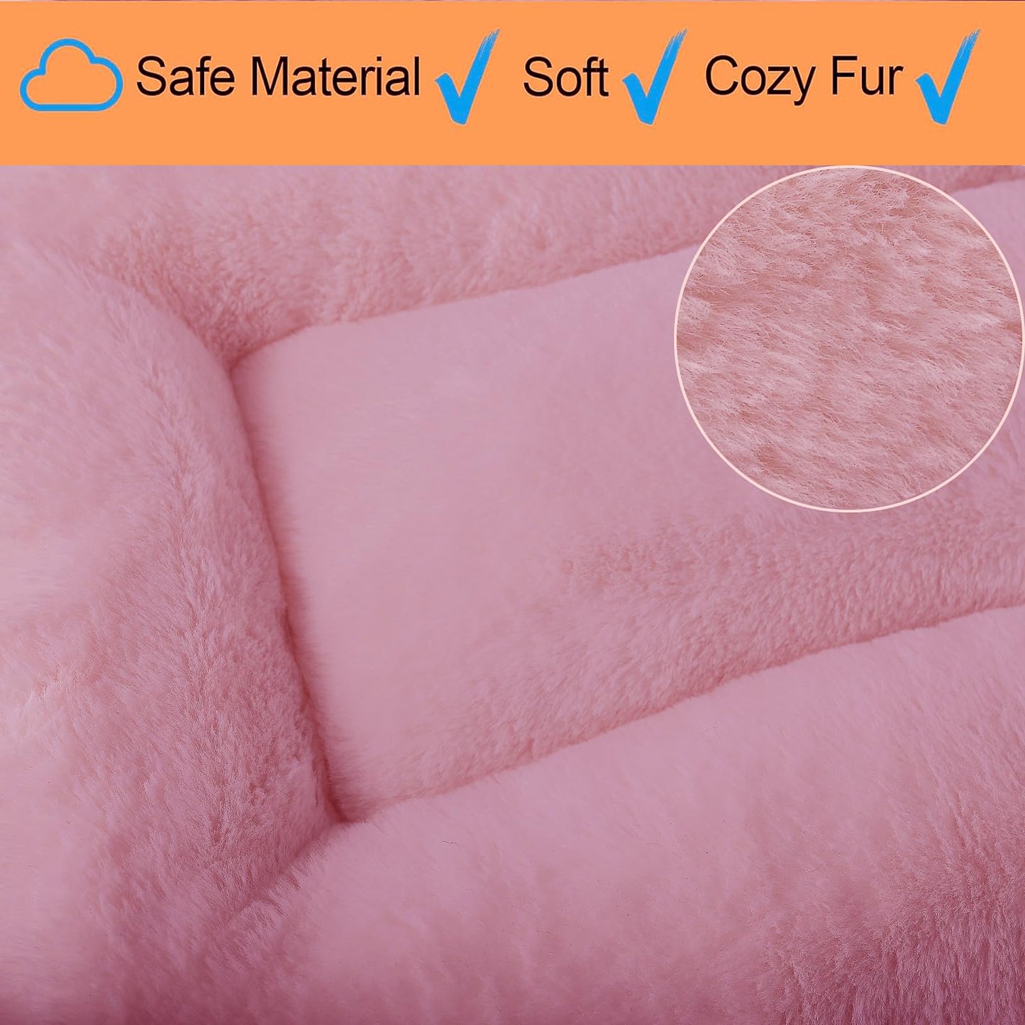 Dog Crate Bed Washable Dog Beds for XX-Small Dogs Deluxe Thick Faux Fur Fluffy Comfy Kennel Pad Anti-Slip Pet Sleeping Mat,Indoor Puppy Mattress Cat Kitten Cute Cushion Fit Crates 18 x 12 Inch,Pink