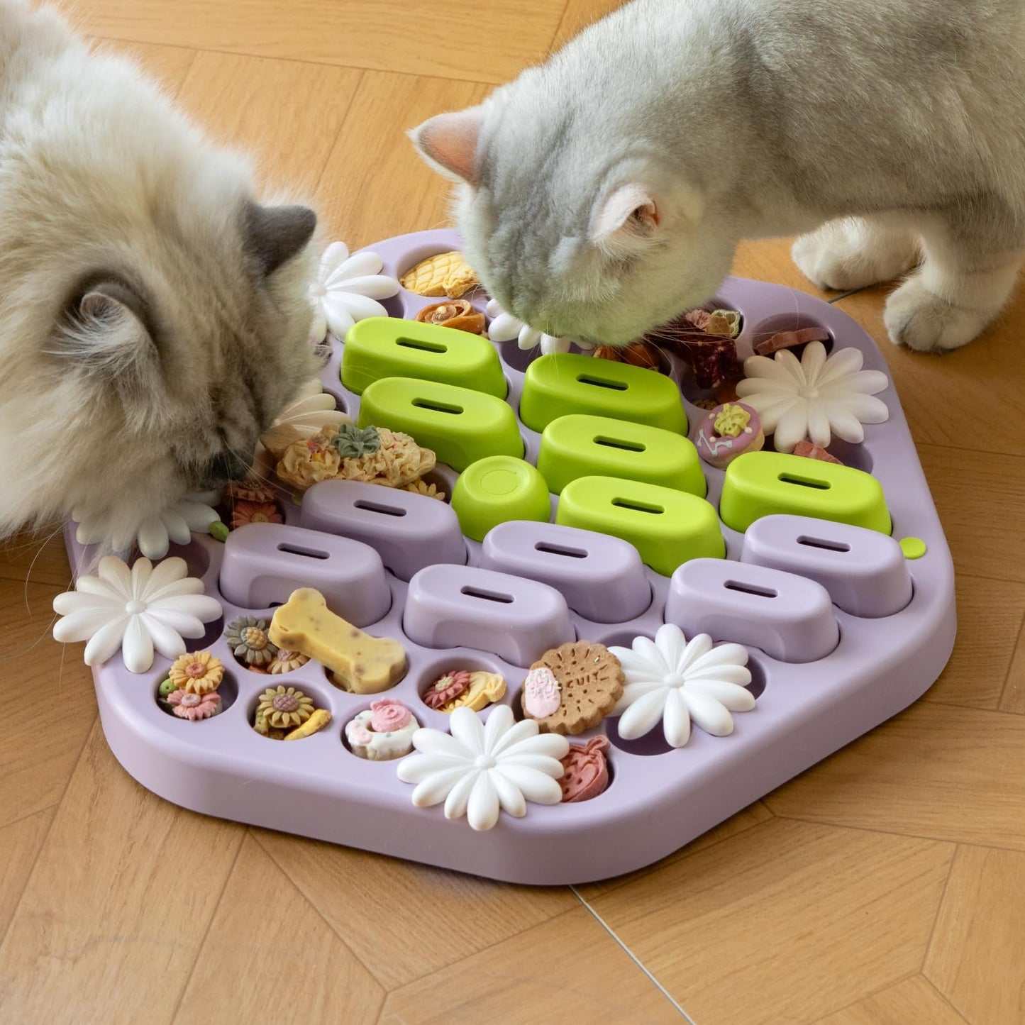 MEWOOFUN Dog Puzzle Toy for Smart Dogs, Level 3 Enrichment Toys for Pets IQ Training, Cat Slow Feeder Interactive Toys Cat Treat Puzzle for All Breeds (Two-Color Feeder)