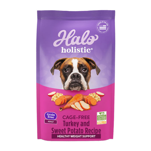 Halo Holistic Dog Food Cage Free Turkey & Sweet Potato Formula, Grain Free Dry Dog Food, for Healthy Weight Support, Kibble for Adult Dogs, 3.5 lb Bag
