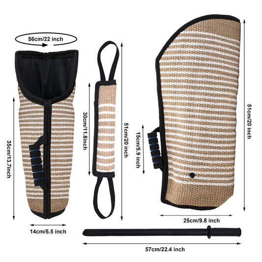 MelkTemn Professional Dog Bite Training Set Dog Bite Arm with Whip Agitation Stick for Dogs Training Protection for Pitbull German Shepherd Puppy (Black)