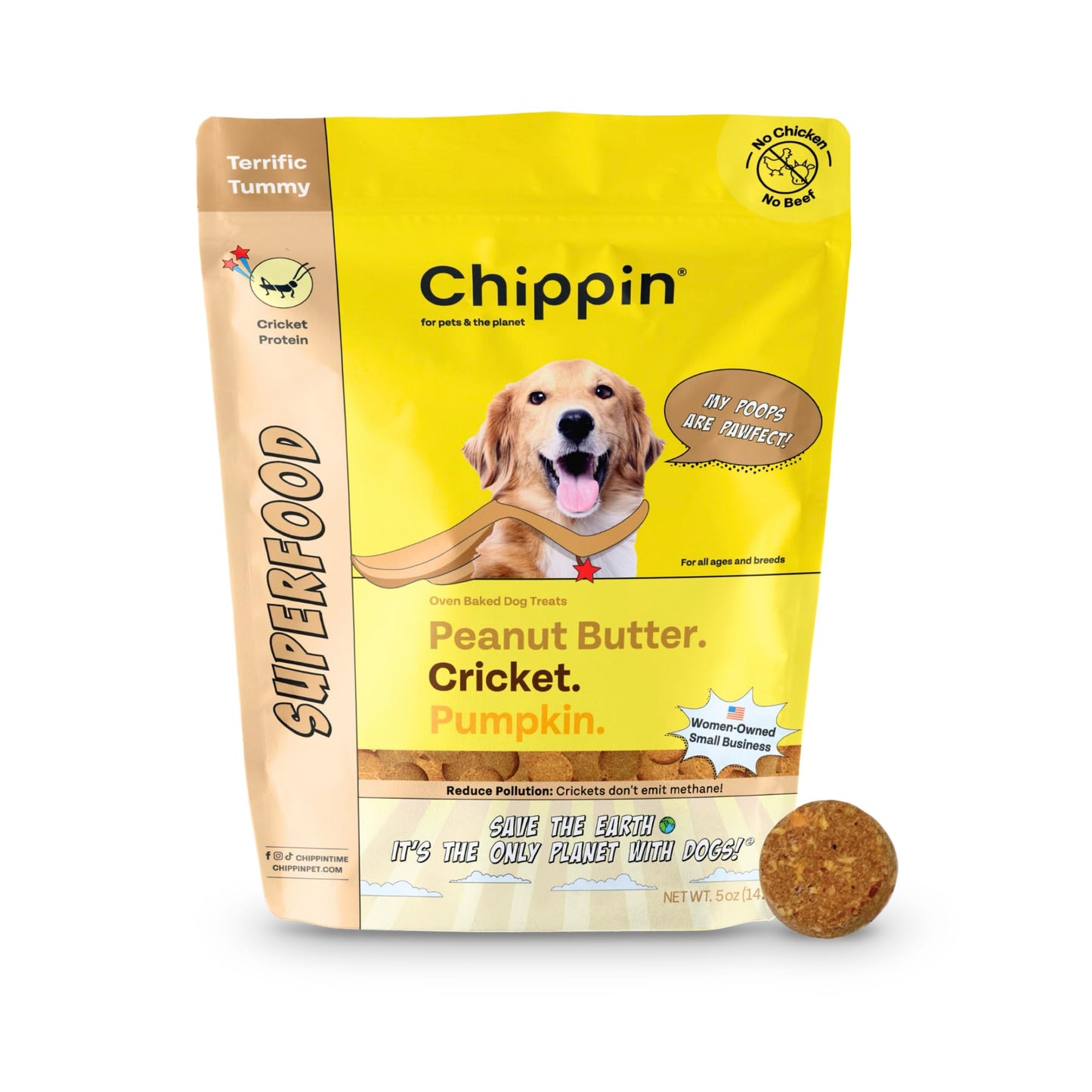 Peanut Butter Dog Treats, Healthy Puppy Treat, Pumpkin, Cricket, Gift for Pet Lovers, Natural Dog Snacks, Hypoallergenic, Gut-Healthy, Medium and Large Dogs, Sustainable Products