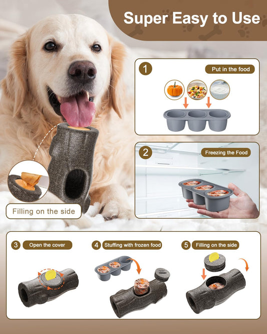NEMOVA Interactive Dog Chew Toy with Branch Shape, Frozen Treat Dog Toys to Keep Them Busy, Reusable, Safe Puzzle Toy for Puppy, Small, Large Dogs