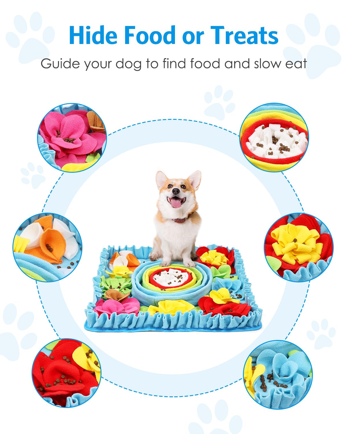 AMIR Snuffle Mat for Dogs, 20-inch Dog Snuffle Mat, Interactive Feeding Puzzle Toy, Promotes Natural Foraging and Slow Eating Sniff Mat, Aids Stress Relief and Training