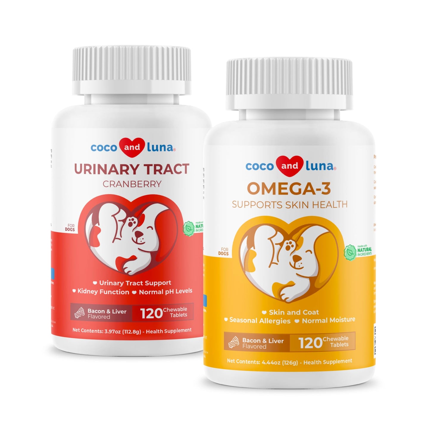 Cranberry & Fish Oil for Dogs Bundle - Skin and Coat & Urinary Tract Support Combo