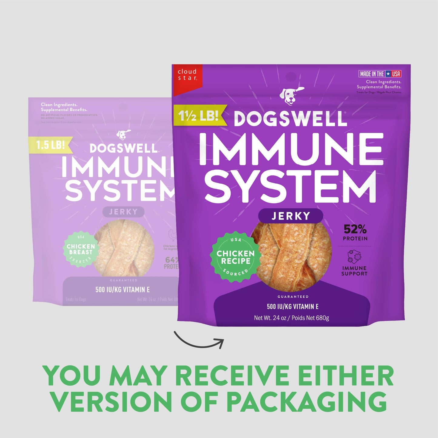 DOGSWELL Immunity & Defense, Flaxseed Oil, Turmeric, Vitamin E & A, Healthy Aging, Chicken Jerky 24 oz. (842197)