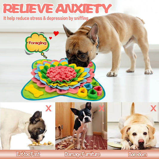 Meilzer Snuffle Mat for Dogs Pet Treats Feeding Mat for Small/Medium Breed Dogs Non-Slip/Portable/Durable Interactive Dog Puzzle Toys Encourages Natural Foraging Skills (Pink)
