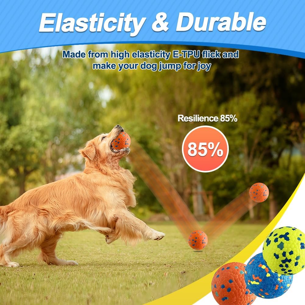 Mankoda Dog Balls, Dog Tennis Balls for Aggressive Chewers, 3'' Durable Teething Chew Toys & Floating Water Toy, Interactive Fetch Ball for Medium/Large Dogs (3 Pack)