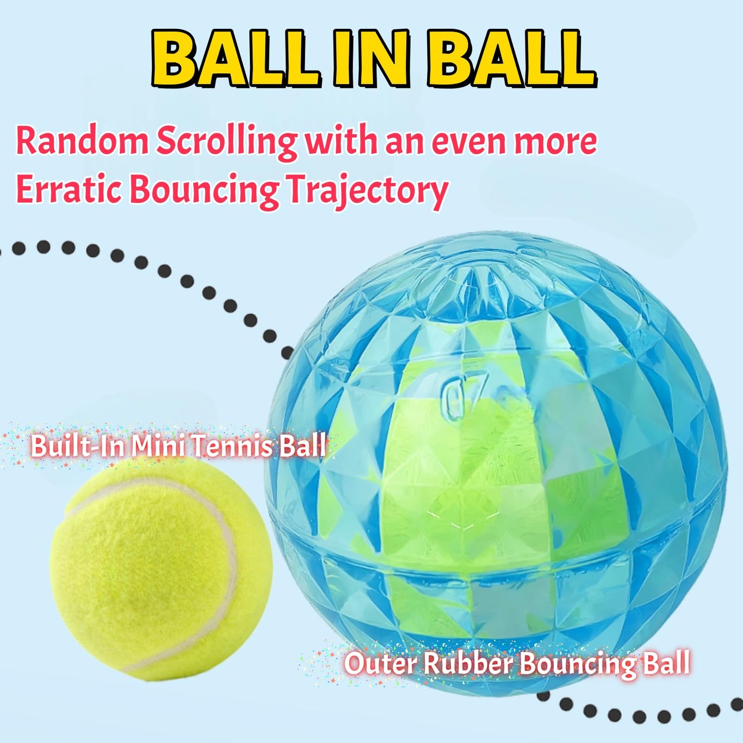 Jatmira 3Pcs Dog Ball Toy for Aggressive Chewers Cute Interactive Fetch Toys Tennis Ball Included Floating Squeaky Durable Pack of 3