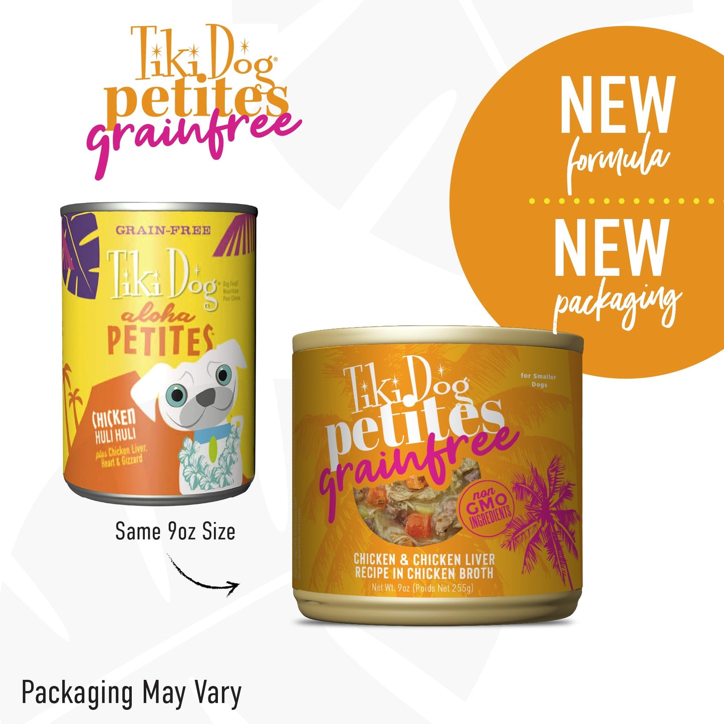 Tiki Dog Petites Grain Free, Chicken with Chicken Liver, Heart & Gizzard, Nutrient Dense Meat, for All Dog Breeds and All Life Stages, 9 oz. Can (8 Count)