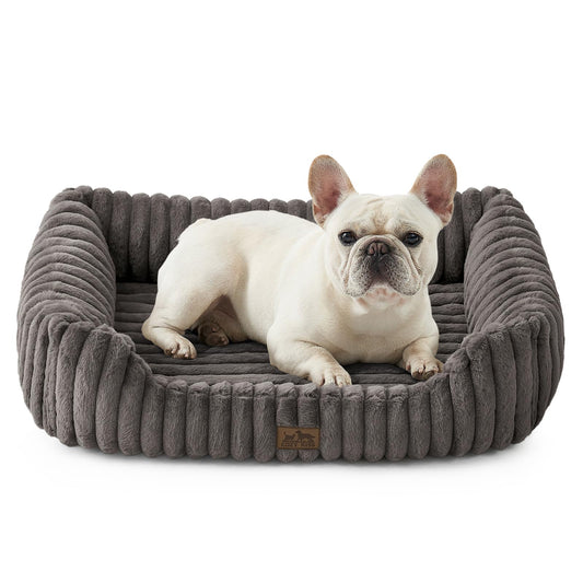 COZY KISS Orthopedic Pet Bed for Small Dogs & Cats - Washable Rectangle Pet Bed with Anti-Slip Bottom, Soft Calming Cat & Puppy Bed for Indoor Pets (30"x23"x7", Grey)