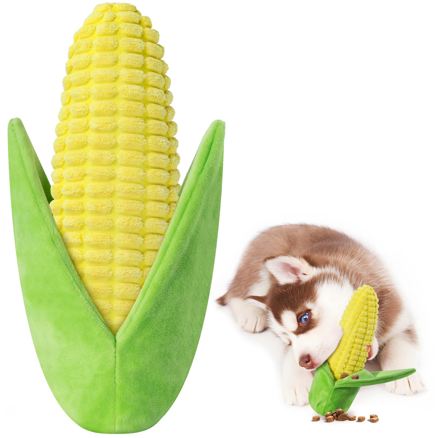 Tough Dog Toys for Not Aggressive Chewers, Durable Dog Chew Toys for Small Medium Large Dogs,Interactive Crinkle Squeaky Dog Toys to Keep Them Busy Corn Plush Puppy Pet Toy IQ Training Dogs Puzzle Toy