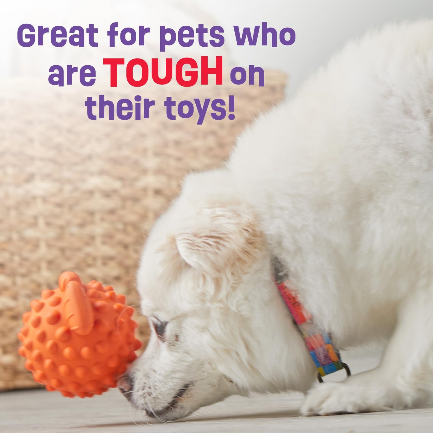 Brightkins Tough & Tumble Treat Dispenser Small Pufferfish - BPA Free Enrichment Dog Toys for Aggressive Play, Gift for Puppies