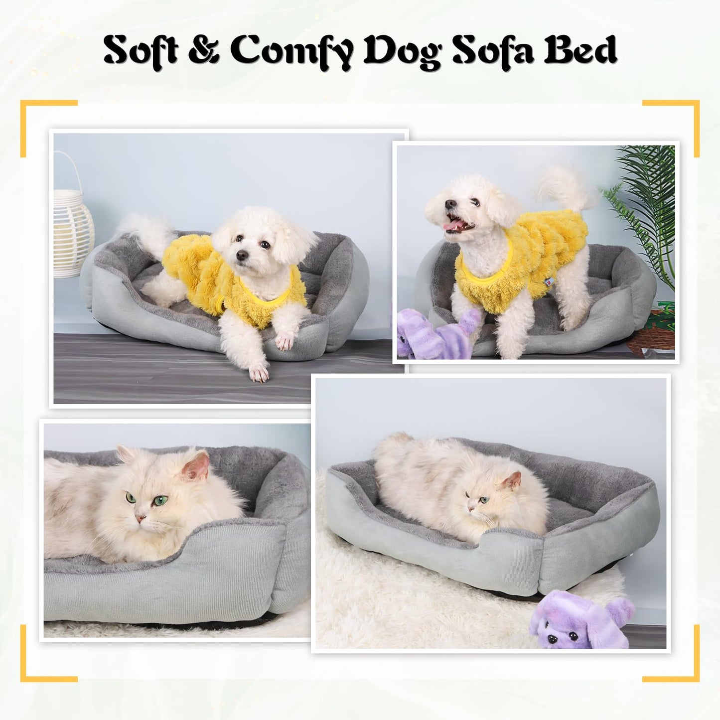 HUYBACK Calming Dog Bed for Medium Dogs 24in Orthopedic Dog Sofa Bed urable Washable Pet Bed Anti-Slip Bottom Fits up to 38 lbs Pets, m dark gray