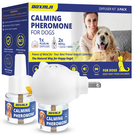 boxala Pheromone Diffuser for Dogs: Calming Pheromone Diffuser Kit - Dog Calming Diffuser - Calming Pheromones - Dog Anxiety Relief (X Large)