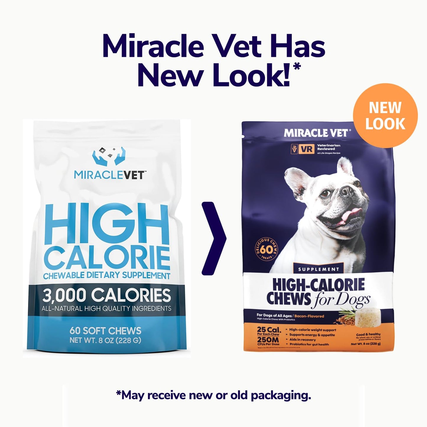 Miracle Vet Dog Weight Gainer Chews for Energy & Mass - High Calorie Dog Food Supplement - Appetite Stimulant & Healthy Weight Gain Supplements for Dogs - 60 Soft Dog Treats for Puppies and Adults