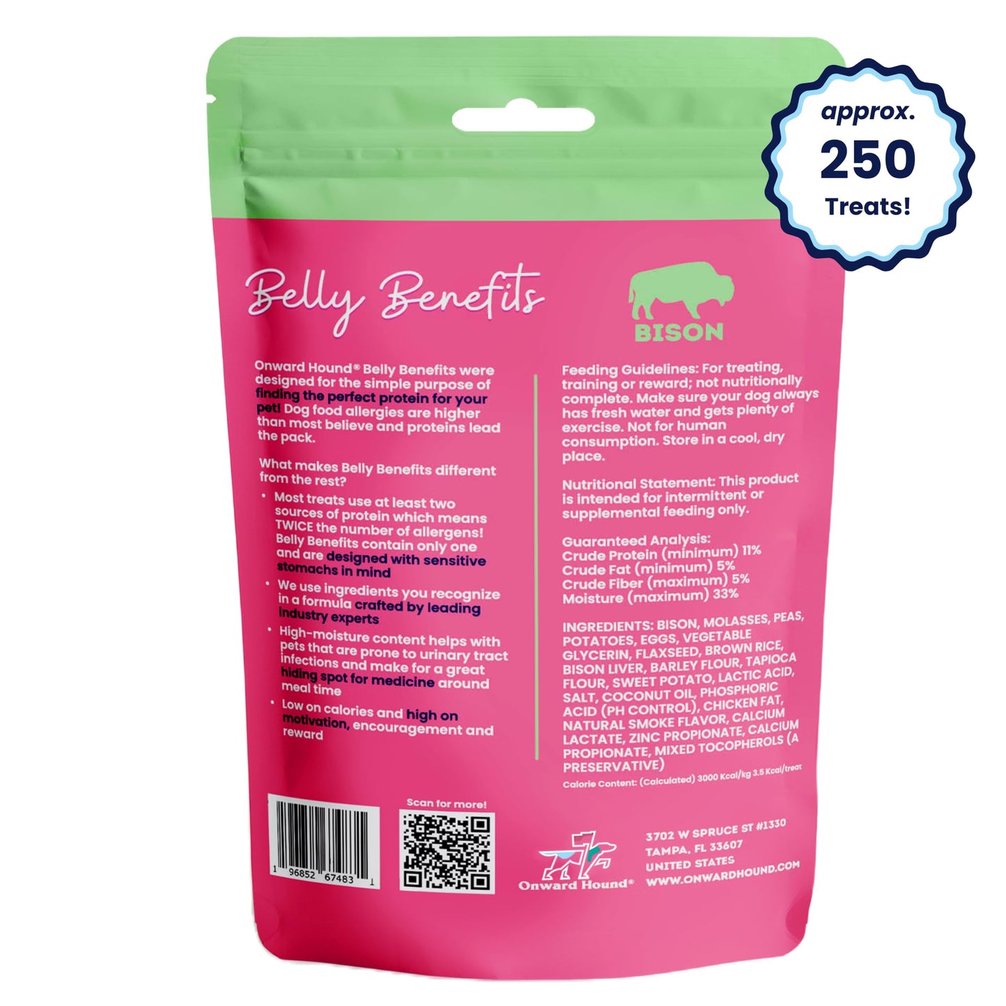 Onward Hound Training Treats for Dogs - Soft Bison - Low Calorie Dog Training Treats for Sensitive Stomachs with Single Source Premium Protein, Corn Free, & Soy Free Formula - 10 oz