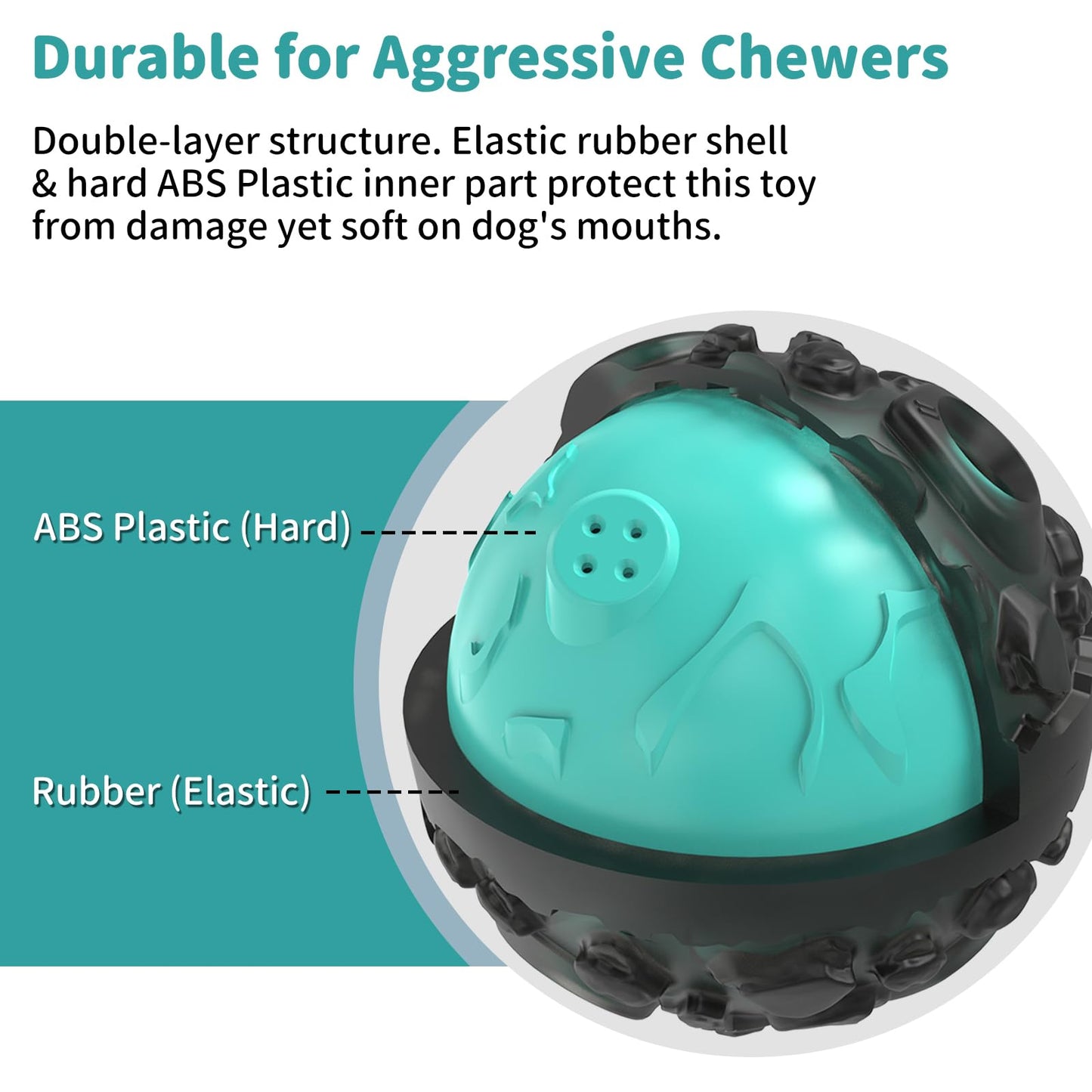 JoyBruko Dog Ball for Aggressive Chewers - Interactive Dog Toy Balls Fun Squeaky Sound to Keep Them Busy, Durable for Small Medium Large Breeds, Rubber Pet Chew Toys, As Seen on TV, Black & Lake Blue