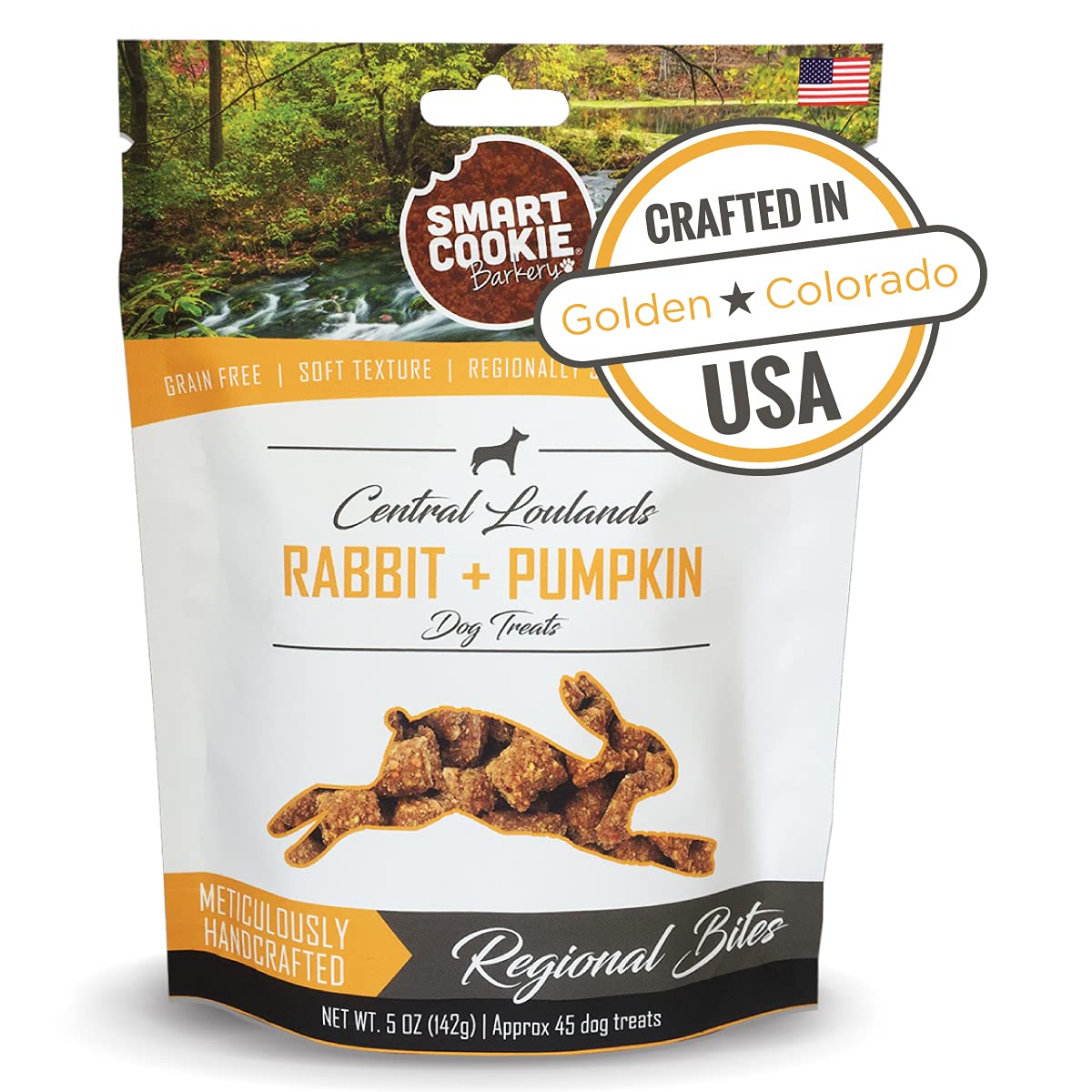 Smart Cookie All Natural Dog Treats - Rabbit & Pumpkin - Training Treats for Dogs & Puppies with Allergies, Sensitive Stomachs - Soft Dog Treats, Grain Free, Chewy, Human-Grade, Made in USA - 5oz Bag