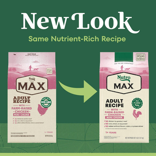 Nutro Max Adult Mini Chunk Dry Dog Food with Farm-Raised Chicken, 4 lb. Bag