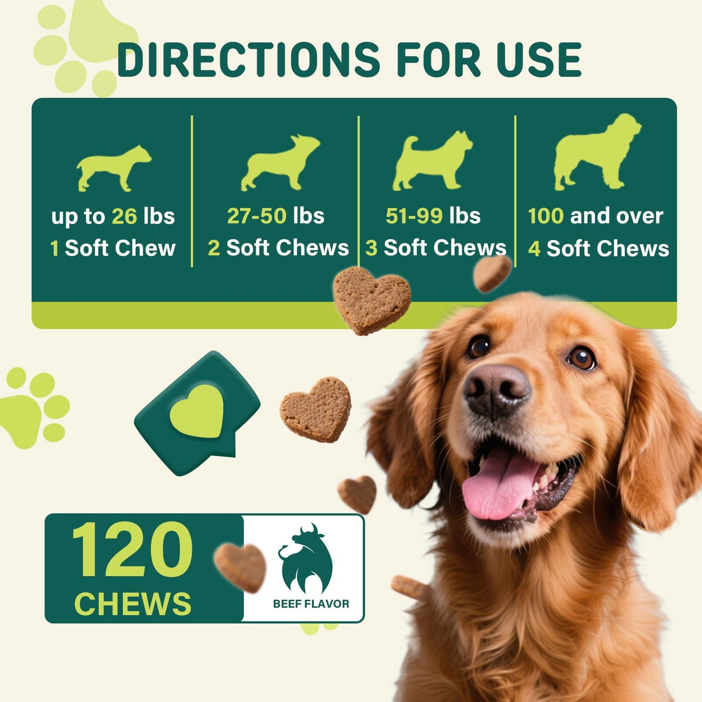 Nutridog Tear Stain Chews for Dogs - Dog Tear Stain Remover & Supplement with Antioxidant Blend, Vitamin C, Lutein - 120ct Beef Flavor Soft Chews for Eye Health & White Fur Care (ND-038)