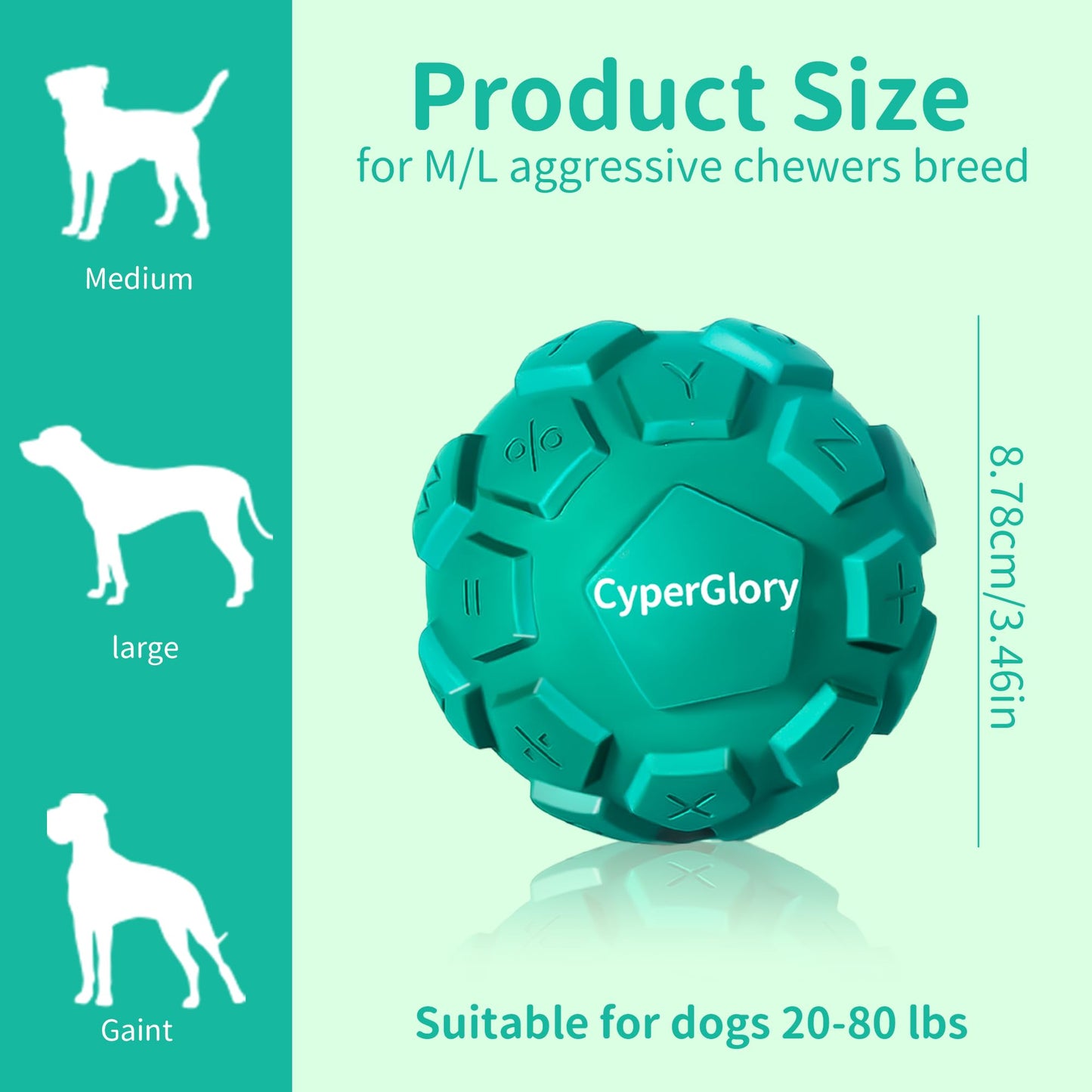 CyperGlory Upgraded Keyboard Dog Balls - Tough Durable Dog Toys with Improved Sound Activation for Aggressive Chewers, Relieves Anxiety, Cleans Teeth, Natural Rubber Dog Toy with Squeaker