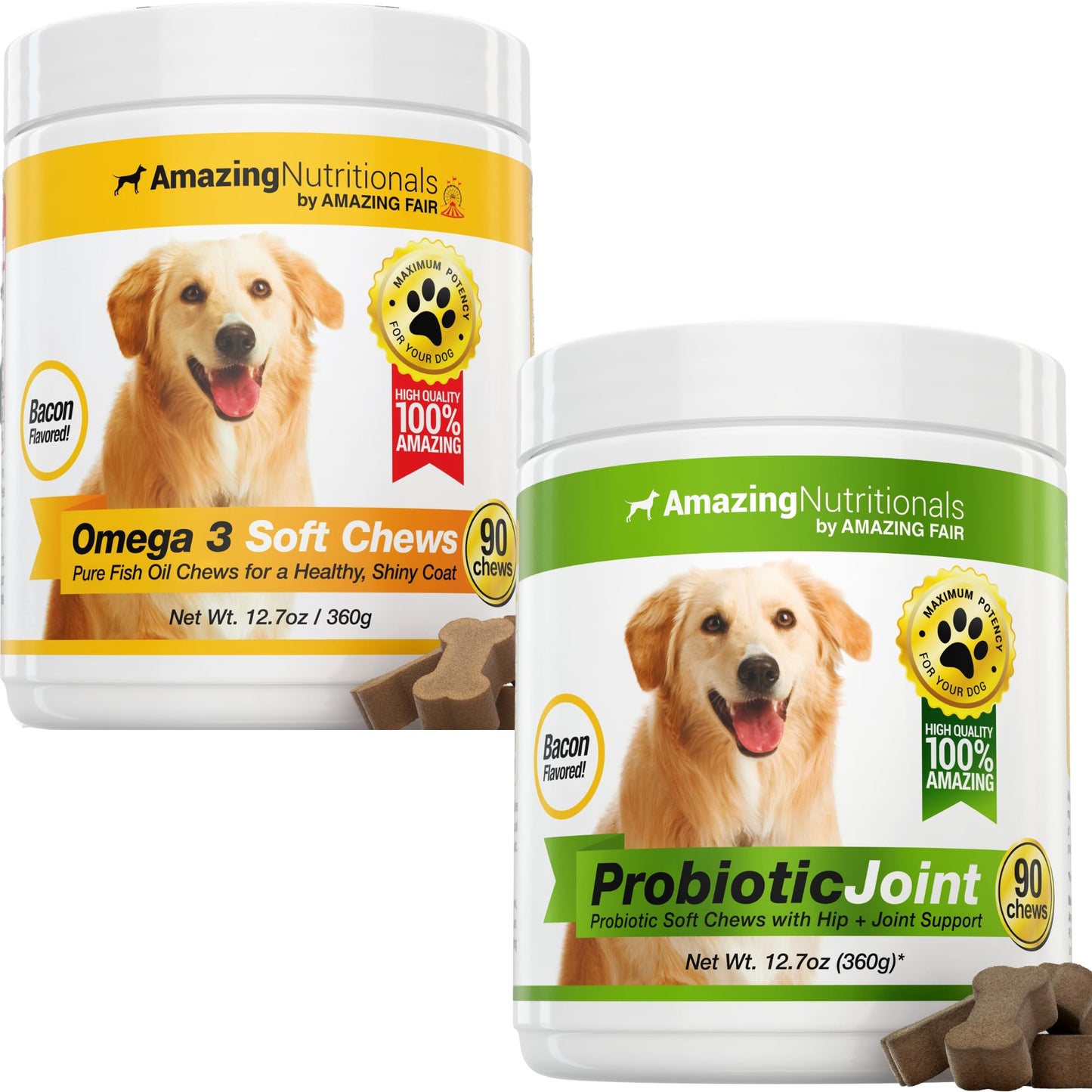 Dog Skin and Coat and Probiotics for Dogs Joint Digestive Bundle - Omega 3 for Dogs Itchy Skin Relief for Dry Skin, Hot Spots and Shedding, Eliminates Joint Pain, Gas and Diarrhea Elimination
