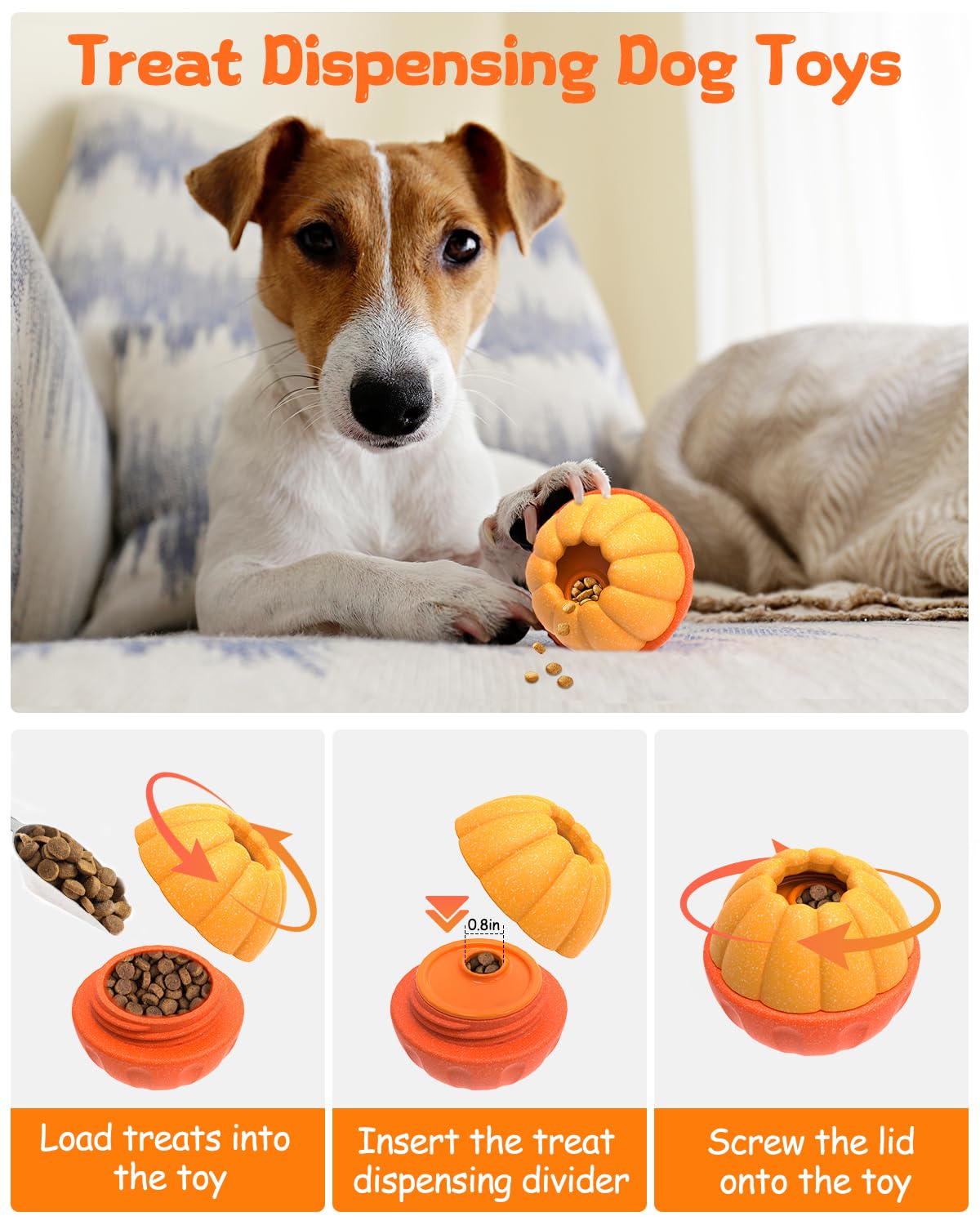 KrauzPet Treat Dispensing Dog Toys for Aggressive Chewers, Interactive Frozen Enrichment Puzzle Ball to Keep Dogs Busy, Indestructible Nylon Chew Toy for Medium Large Breed