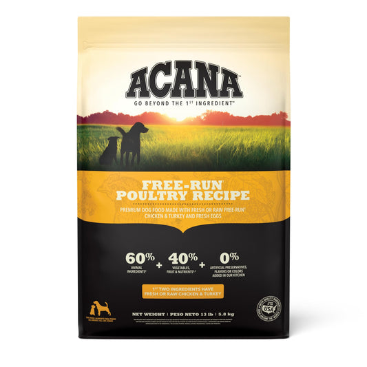 ACANA Grain Free Dry Dog Food Free Run Poultry Recipe 13lb Bag