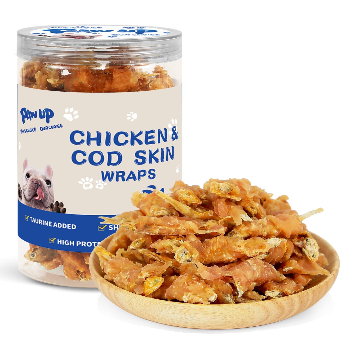 PAWUP Dog Treats Chicken & Fish, High in Protein and Omega-3, for Large Small Dogs, 10.5 oz