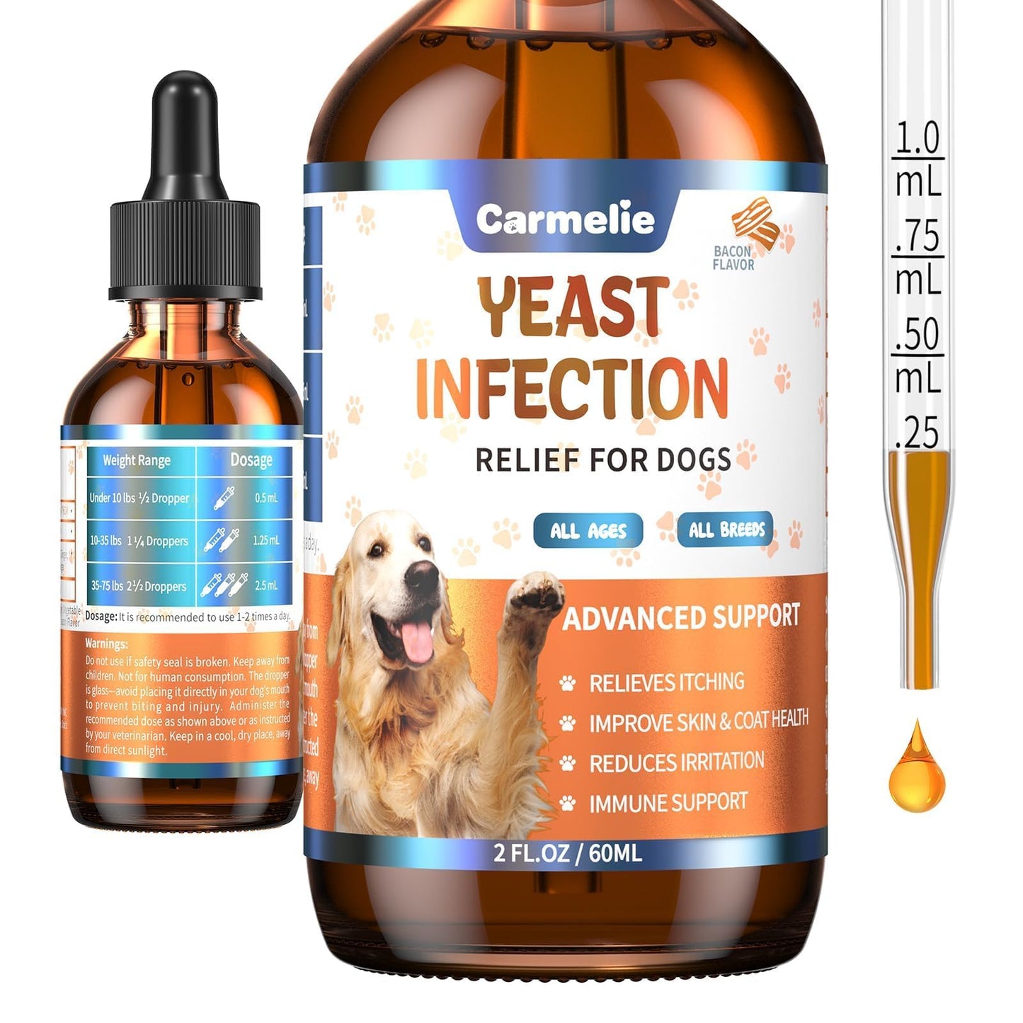 Natural Yeast Relief for Dogs, Supports Healthy Itch Relief, Dog Ear Discomfort Care, Itch Relief for Dog, Allergy Supports, Inflammation Relief for Dogs, 60ml