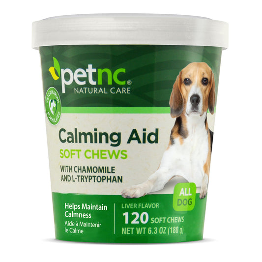 Petnc Natural Care Calming Aid Soft Chews for Dogs (120 Count), For Dogs of All Sizes, Helps Promote Calmness & Relaxation, Calming Chews for Travel, Grooming, & Separation Support, Liver Flavor