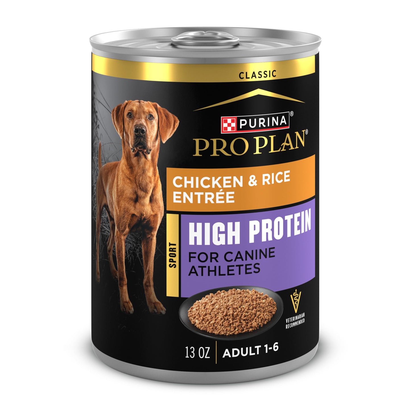 Purina Pro Plan Sport High Protein Wet Dog Food Chicken and Rice Entree - (Pack of 12) 13 oz. Cans