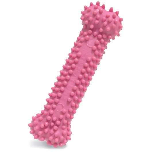Nylabone Textured Teething Bone Puppy Chew Toy, Soothing Puppy Teething Bone, Enrichment Toy for Puppies, Pink, Chicken Flavor, X-Small Dogs - Up to 15 Ibs, 1 Count